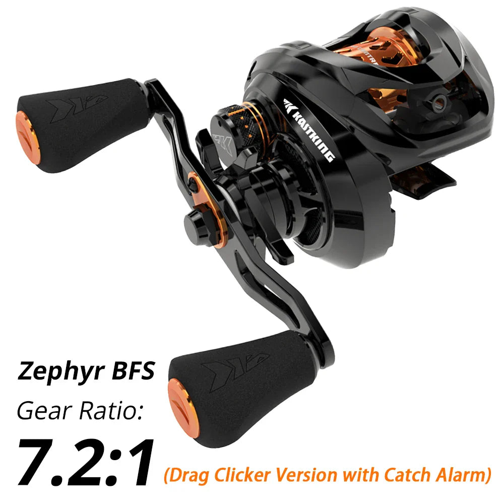 Carretilha KastKing Zephyr BFS – 4.5KG de Drag, 7BBs, 7.2:1, Corpo de Carbono